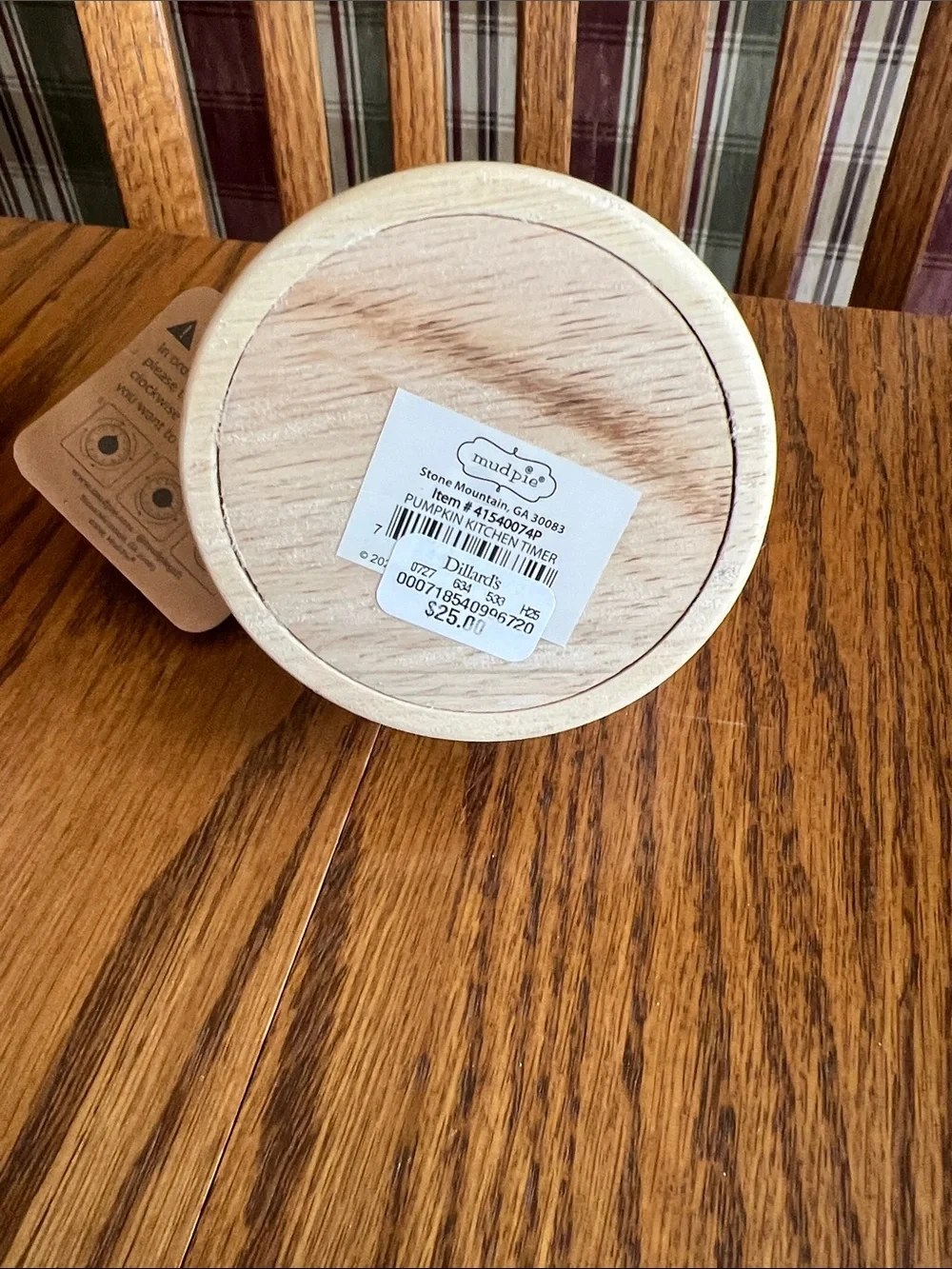 Mud Pie Timer Carved Wood Pumpkin Kitchen Timer in Natural Beige NWT